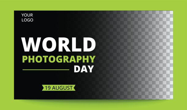 World photography day social media thumbnail design and web banner  template , editable text, vector, camera, photo