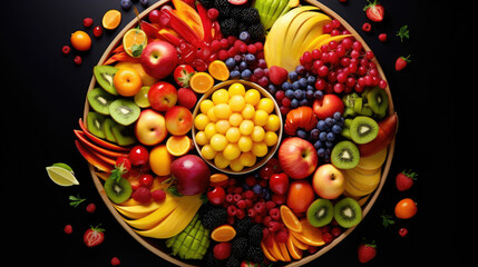  Fruit, platter, diet, colorful, apples