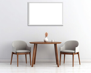 AI-Generated, Light Grey Hallway Wall Art Mockup, with Blank Frame, Designed for Showing Off Prints and Posters