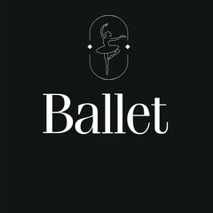 Ballet logo and ballerina girl in vector graphics for the design of a ballet studio, dance studio, beauty salon, beauty studio on black background