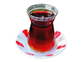 Turkish style thin waisted tea in a glass