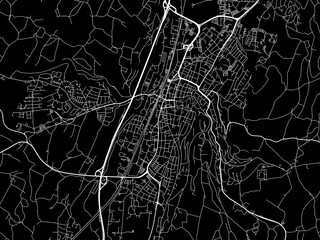 Vector road map of the city of  Ravensburg in Germany on a black background.