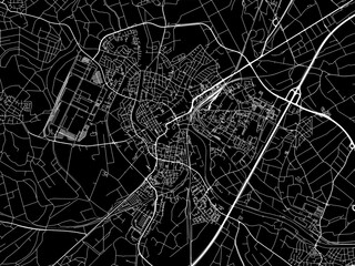 Vector road map of the city of  Rastatt in Germany on a black background.