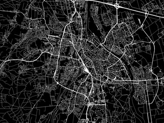 Vector road map of the city of  Augsburg in Germany on a black background.