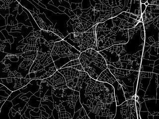 Vector road map of the city of  Bayreuth in Germany on a black background.
