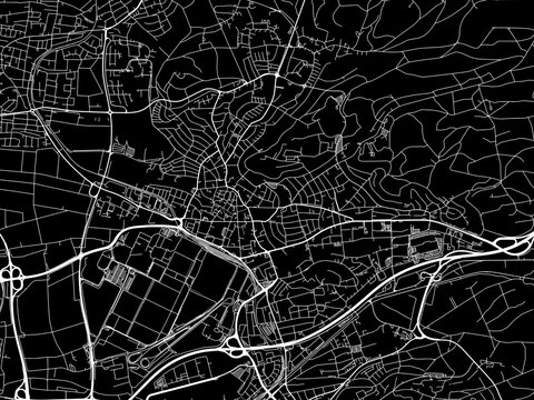 Vector road map of the city of  Sindelfingen in Germany on a black background.