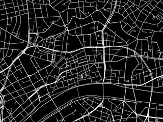 Vector road map of the city of  Frankfurt am Main Zentrum in Germany on a black background.