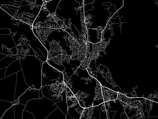 Vector road map of the city of  Schwerin in Germany on a black background.