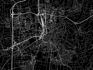 Vector road map of the city of  Gottingen in Germany on a black background.