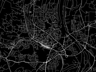 Vector road map of the city of  Rosenheim in Germany on a black background.