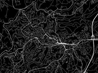 Vector road map of the city of  Remscheid in Germany on a black background.
