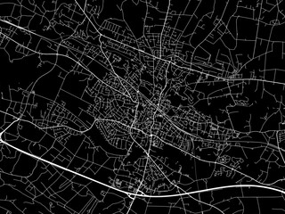 Vector road map of the city of  Ibbenburen in Germany on a black background.