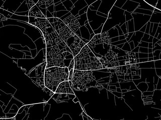 Vector road map of the city of  Wesel in Germany on a black background.