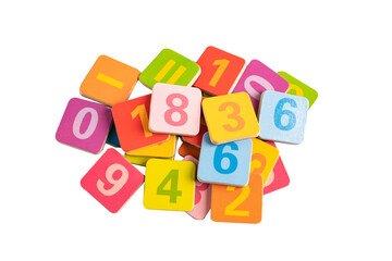 Math number colorful on white background, education study mathematics learning teach concept.