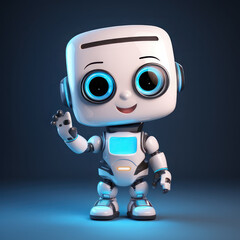 Obraz na płótnie Canvas Little cute robot waving his hand. AI generative.