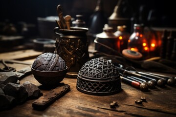 Close-Up of Blacksmith Accessories Product Photography, Generative AI