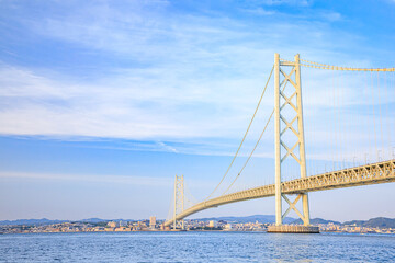 淡路島から見た初夏の明石海峡大橋　兵庫県淡路市　Akashi Kaikyo Bridge in early summer seen from Awaji Island. Hyogo Pref, Awaji City.