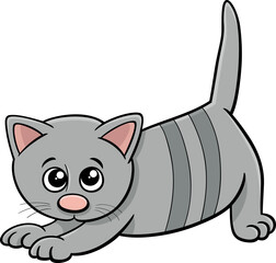 cute cartoon stretching kitten comic animal character
