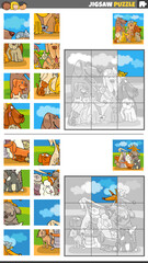 jigsaw puzzle games set with cartoon dogs and cats characters