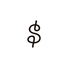 $ dollar, rope geometric symbol simple logo vector