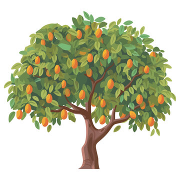 Fresh green leaves on a branch tree and fruits