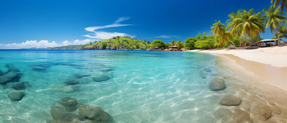 Fototapeta na wymiar beautiful beach with blue water, summer holidays