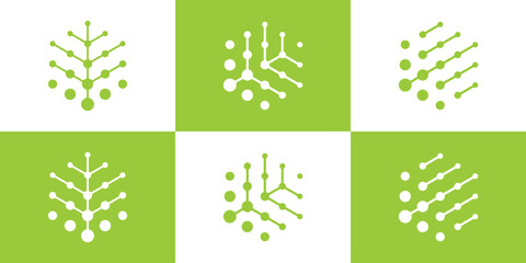 logo design tree tech icon hexagon vector inspiration - obrazy, fototapety, plakaty