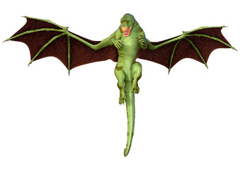 3D Rendering Fairy Tale Dragon on White