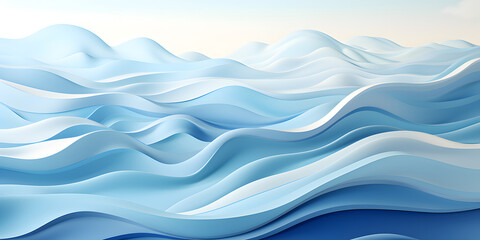 Abstract background in blue and white colors. Smooth lines of water waves or snowy hills.