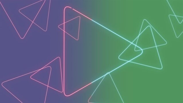 Abstract neon red and blue triangles pattern, motion abstract disco, club and corporate style background