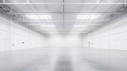Empty warehouse in white color