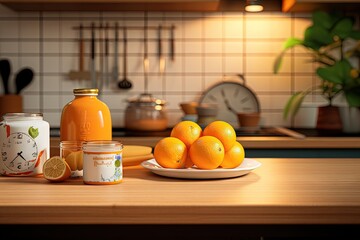 Obraz na płótnie Canvas Adorable kitchen counter orange cartoon Generative AI 