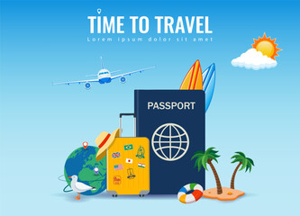 Travel and tourism concept. Advertising template. Vector