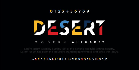 Fototapeta Modern abstract digital alphabet font. Minimal technology typography, Creative urban sport fashion futuristic font and with numbers. vector illustration. obraz