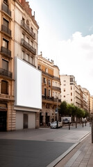 Billboard with blank mock up digital display in modern city, generated AI