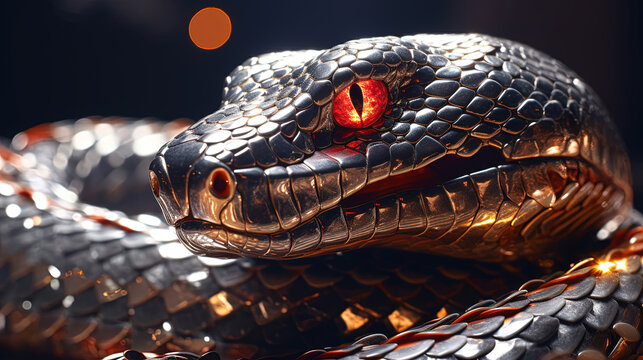 3d Illustration Snake Covered In Diamonds