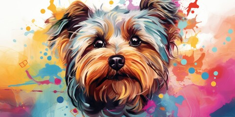 yorki an illustration of a Yorkie charm and lovable nature through whimsical lines and vibrant colors Generative AI Digital Illustration Part#060723