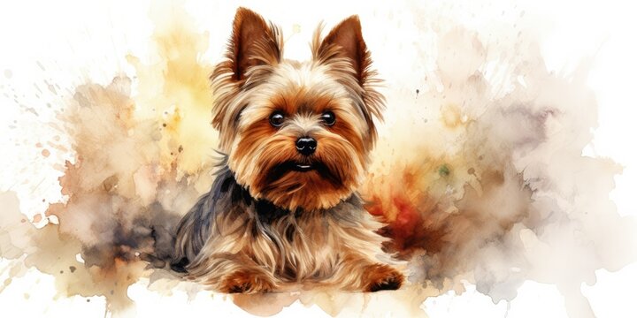 yorki a watercolor painting of a Yorkie, utilizing soft and gentle brushstrokes Generative AI Digital Illustration Part#060723