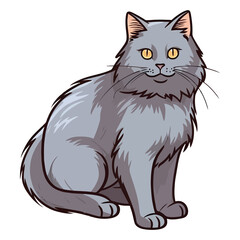 Obraz premium Whisker Wonderland: Delightful 2D Illustration of a Cute Cat