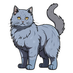 Obraz premium Whisker Wonderland: Delightful 2D Illustration of a Cute Cat