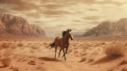 brown horse in the desert