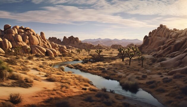 River in Valley in National Park Generative AI