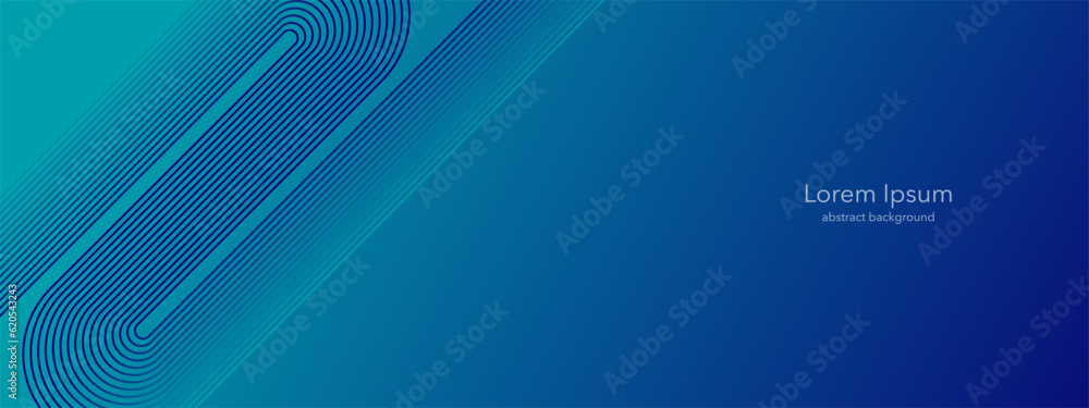 Poster abstract blue glowing geometric lines on a blue background. modern diagonal background of rounded li