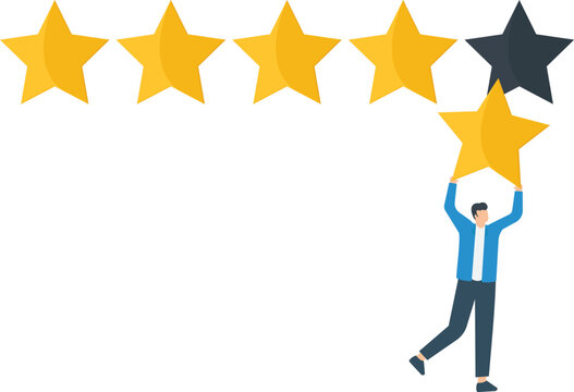Customer feedback 5 stars rating, Best quality excellence high performance evaluation, Positive ranking or business reputation and satisfaction, Businessman giving 5 stars rating


