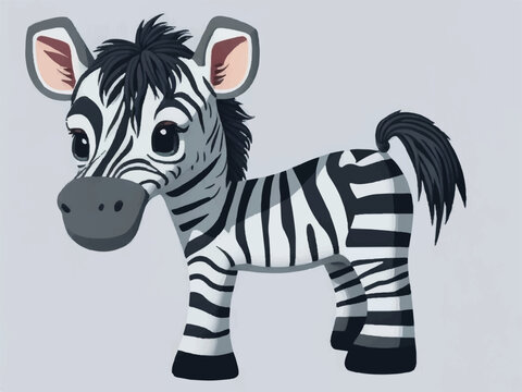 cute zebra cartoon isolated on white background