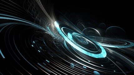 Fototapeta premium Futuristic dark wavy wallpaper on black background