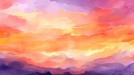 Naklejka na ściany i meble abstract watercolor background sunset sky orange purple