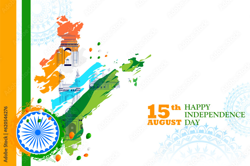 Wall mural indian tricolor background for celebration of independence day of india .vector illustration