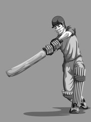 Concept of sportsman playing Cricket. Vector illustration