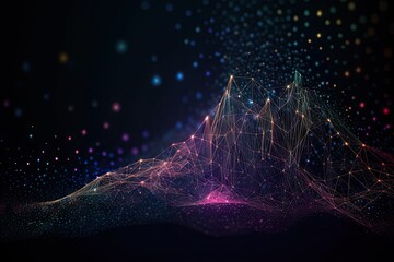 Digital Abstract Background with Colorful Glowing Lights and Black Design Concept Illustration